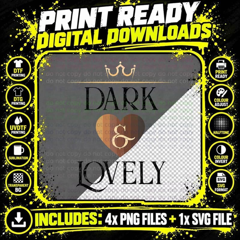 Dark and Lovely Shirt, Black Queen Graphic, & Png SVG Digital Bundle