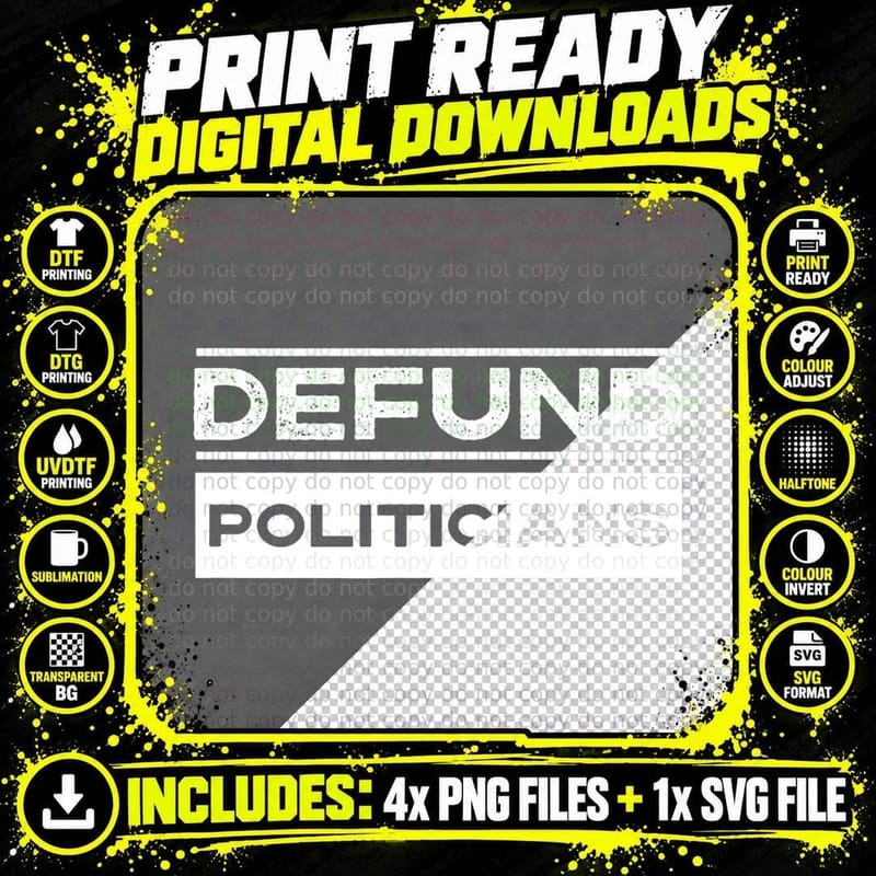 Defund Politicians - Libertarian Anti-Government Png SVG Digital Bundle
