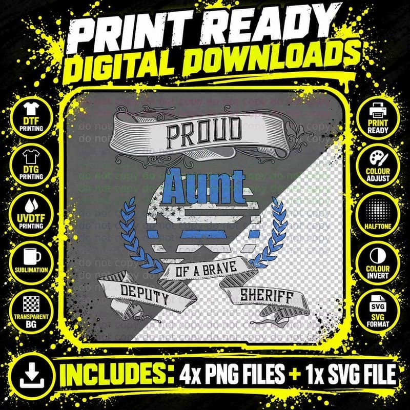 Deputy Sheriff Proud Aunt T-Shirt Png SVG Digital Bundle