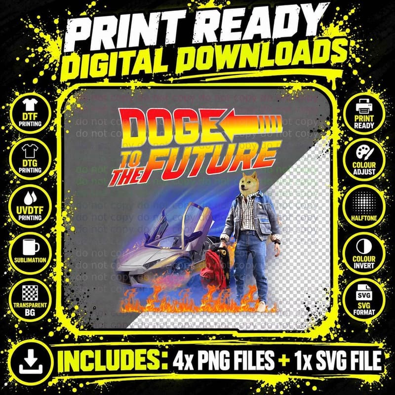 Doge to the Future Cryptocurrency Blockchain Crypto Png SVG Digital Bundle
