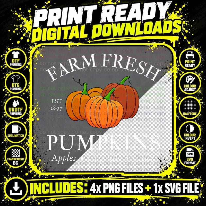 Farm Fresh Pumpkins T-Shirt Png SVG Digital Bundle