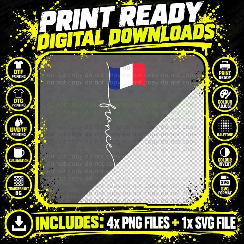 France Signature Flag Pole - Elegant Patriotic French Png SVG Digital Bundle