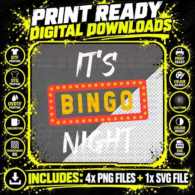 Gambling Hobby Its Bingo Night Lotto Bingo Player Bingo Png SVG Digital Bundle