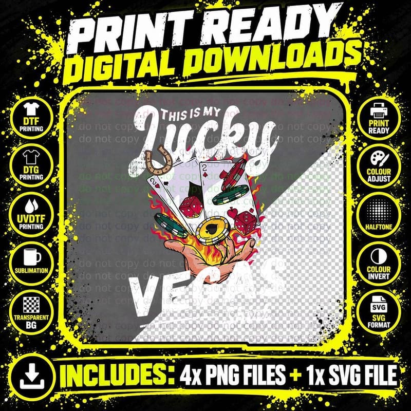 Good Luck Las Vegas, Lucky Gambling T-Shirt Png SVG Digital Bundle