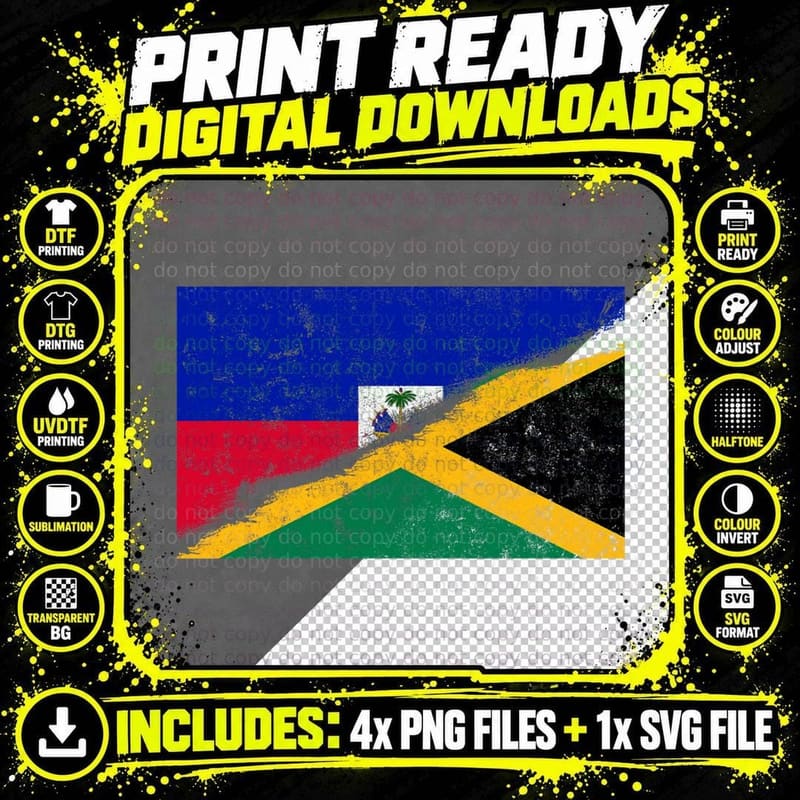 Haiti Ayiti Haitian Jamaica Jamaican Flag Day Mixed DNA Png SVG Digital Bundle