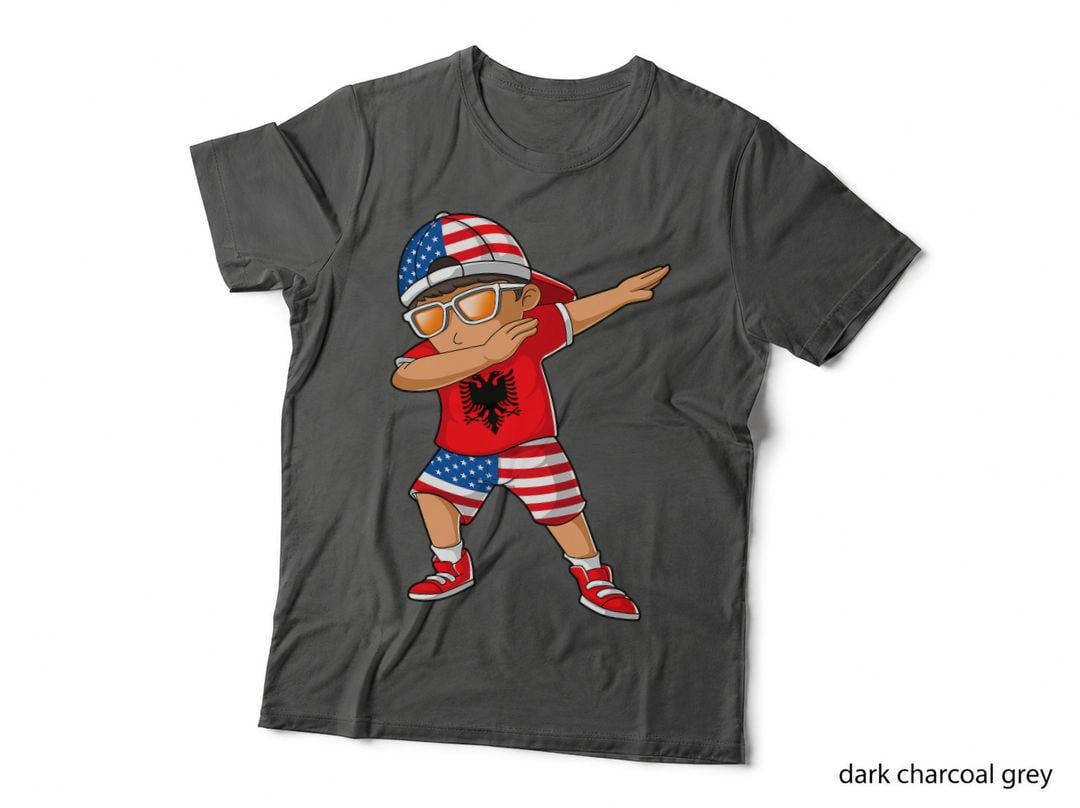 Half American Half Albanian Boy Kid Albania Flag Patriotic T-Shirt