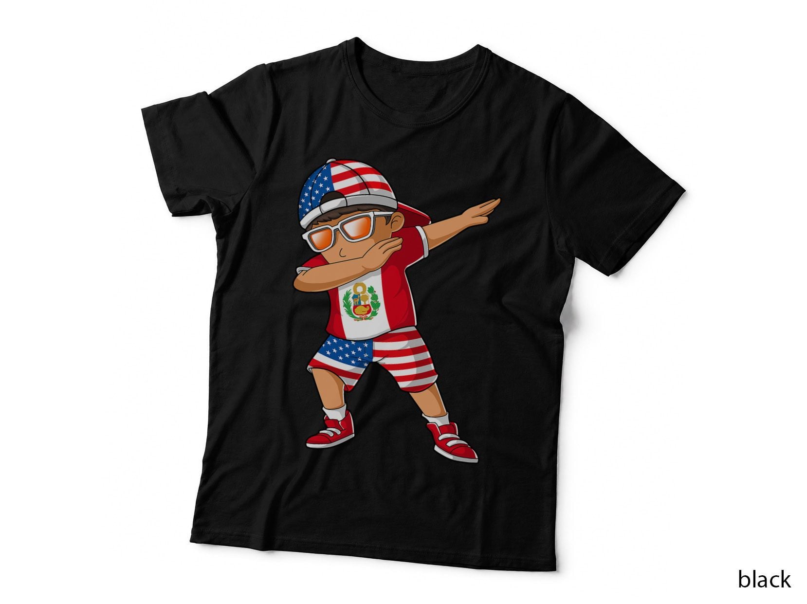 Half American Half Peruvian Boy Kid Peru Flag Patriotic T-Shirt