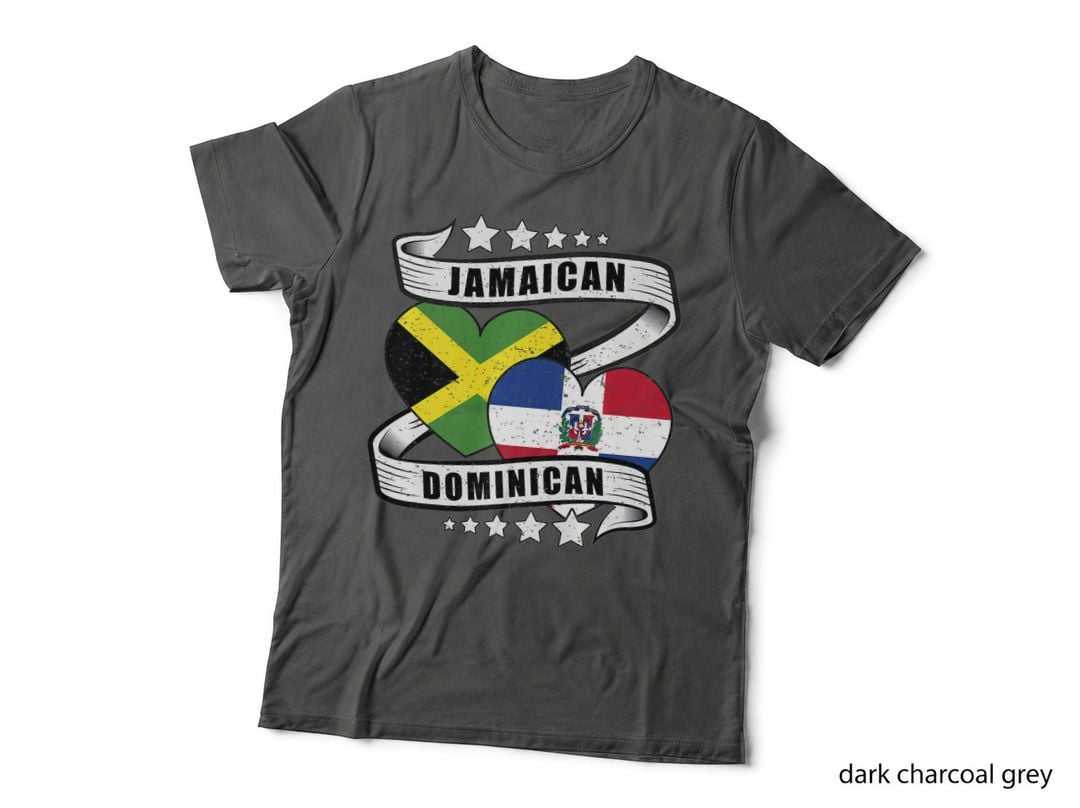 Half Dominican Jamaican Shirt Flag, American T-Shirt