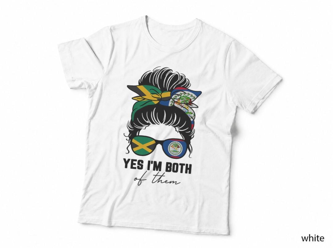 Half Jamaican Half Belizean Girl Jamaica Belize Flag T-Shirt