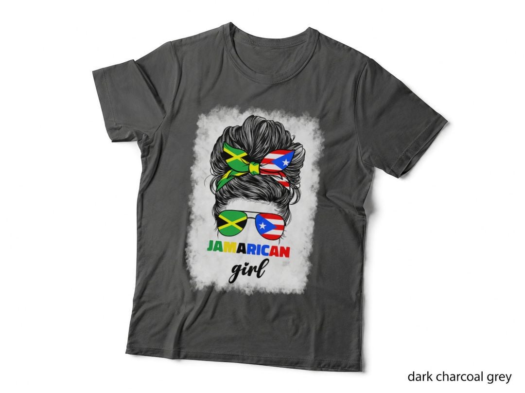 Half Jamaican and Puerto Rican Rico Jamaica Flag Gril Women T-Shirt