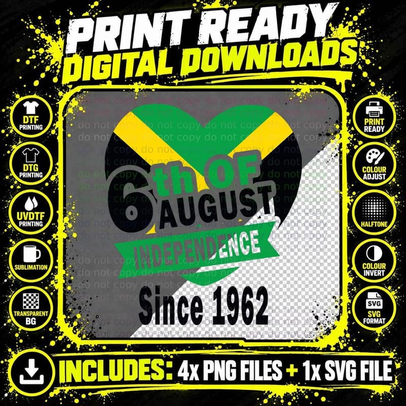Happy Jamaican Independence Shirt Since 1962 Jamaican Png SVG Digital Bundle