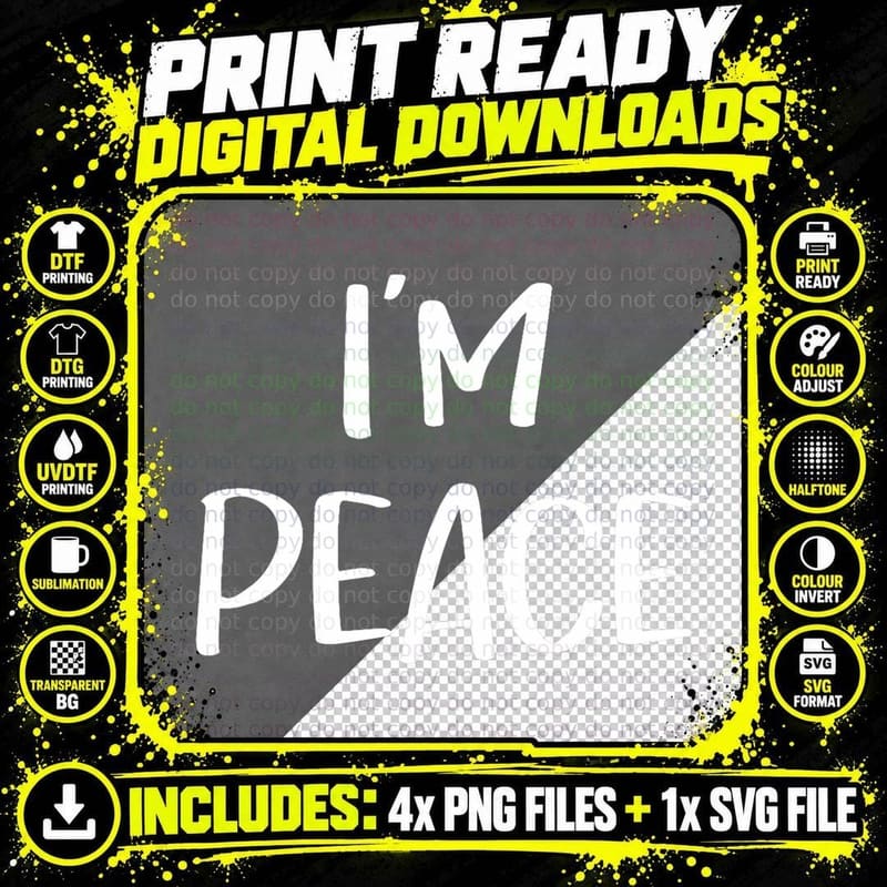 I COME IN PEACE I'm PEACE Couple Matching T-Shirt Png SVG Digital Bundle