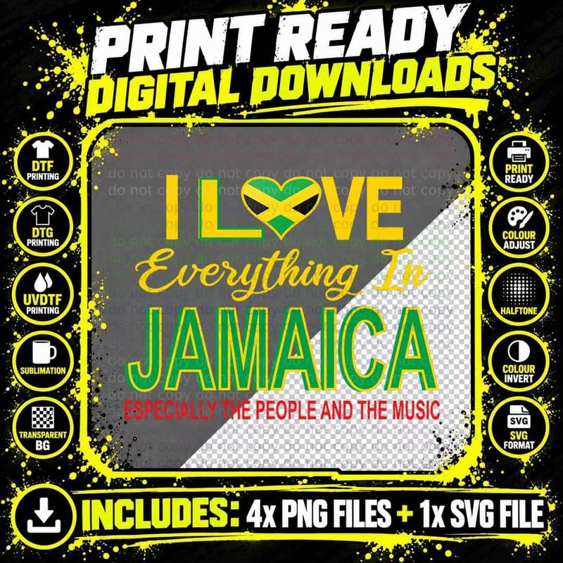 I Lov Everything in Jamaicanjamaican Men Jamaican Women Png SVG Digital Bundle