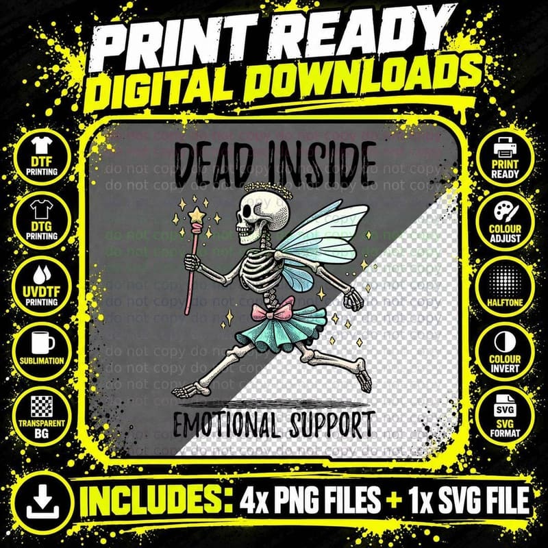 I'm Dead Inside but Willing to Provide Emotional Support Png SVG Digital Bundle