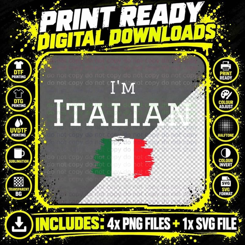 I'm Italian Proud That I'm from Italy Souvenir Italy Png SVG Digital Bundle