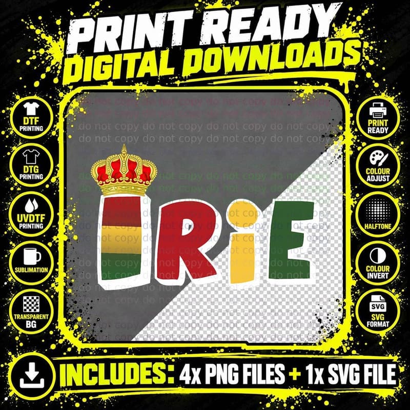 Irie Rasta Colors Red Yellow Green Jamaican T-Shirt Png SVG Digital Bundle