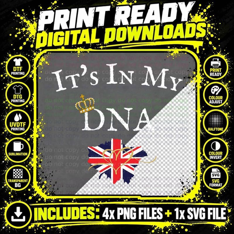It's IN MY DNA, PROUD England, GREAT Britain Png SVG Digital Bundle