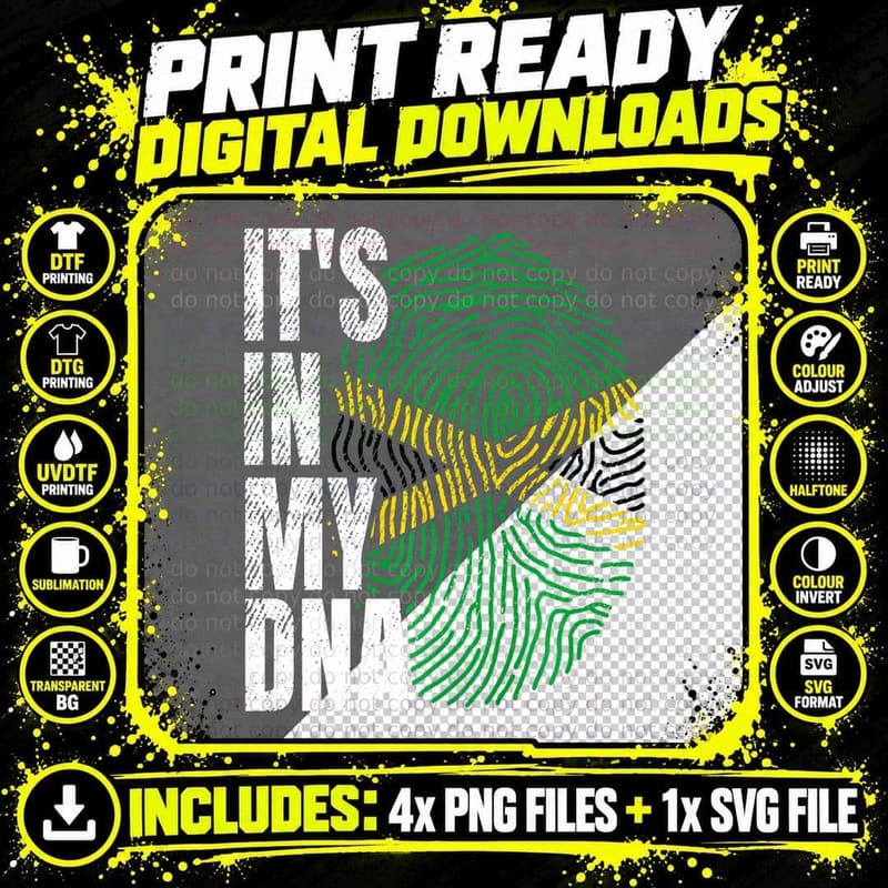 It's in My DNA Jamaican Flag Jamaica Boy Girl Gift Png SVG Digital Bundle
