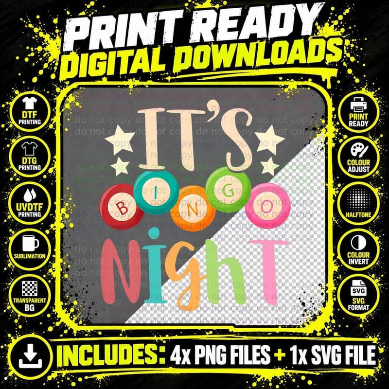 Its Bingo Night Bingo Player Gift Gambling Lottery Bingo Png SVG Digital Bundle