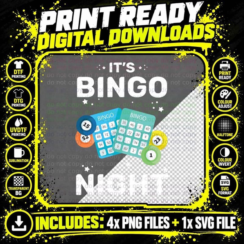 Its Bingo Night Bingo Winner Gambling Bingo Player Bingo Png SVG Digital Bundle