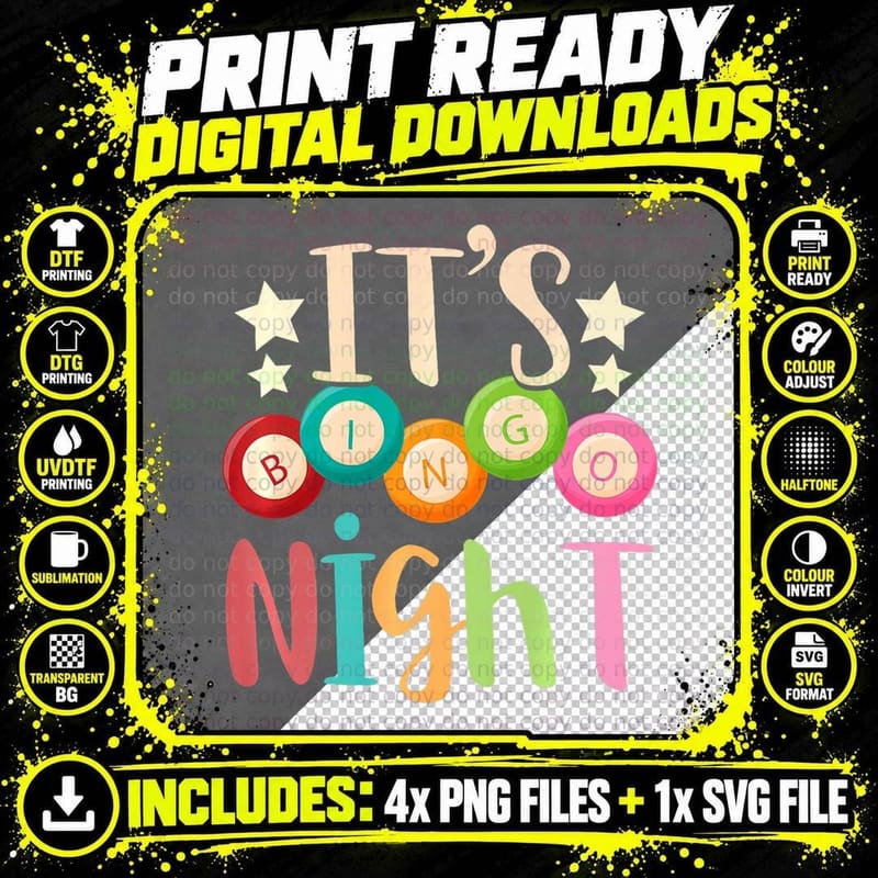 Its Bingo Night Player Gift Gambling Lottery Png SVG Digital Bundle