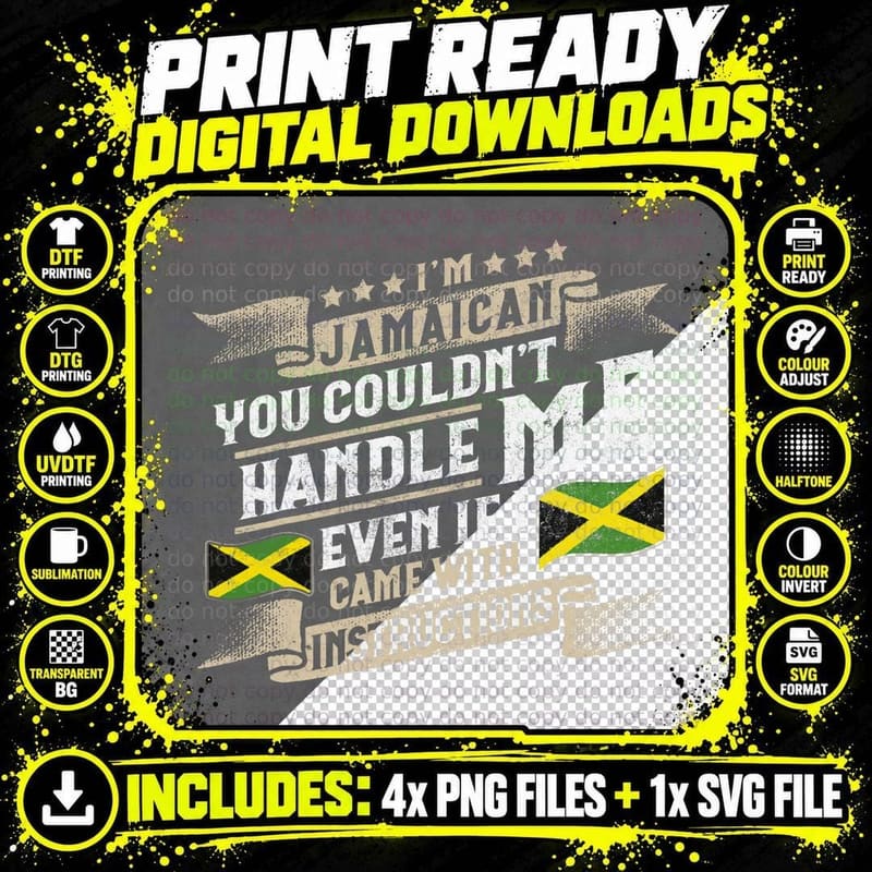 Jamaica Accessories Jamaicans Flag Men & Women T-Shirt Png SVG Digital Bundle
