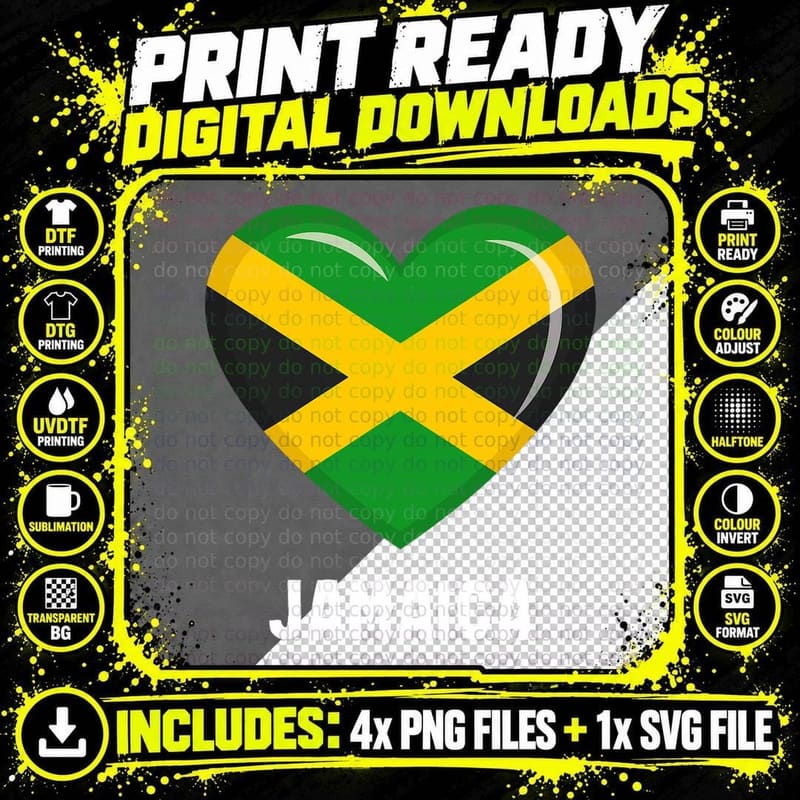 Jamaica Flag Jamaican T-Shirt Png SVG Digital Bundle