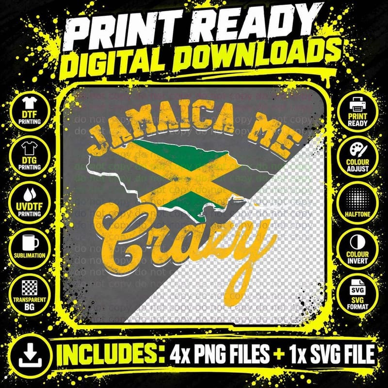 Jamaica Me Crazy - Rasta African Jamaican Citizen T-Shirt Png SVG Digital Bundle