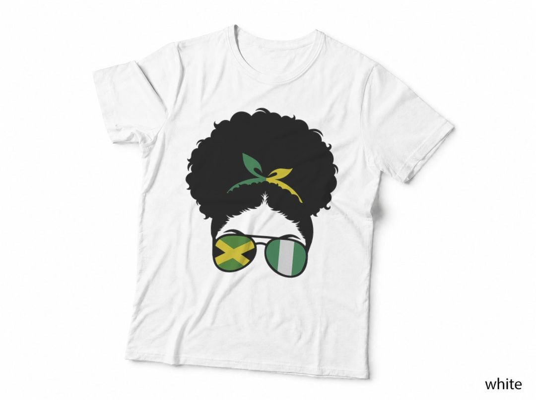 Jamaica and Nigeria Mix Afro Bun Nigerian and Jamaican T-Shirt