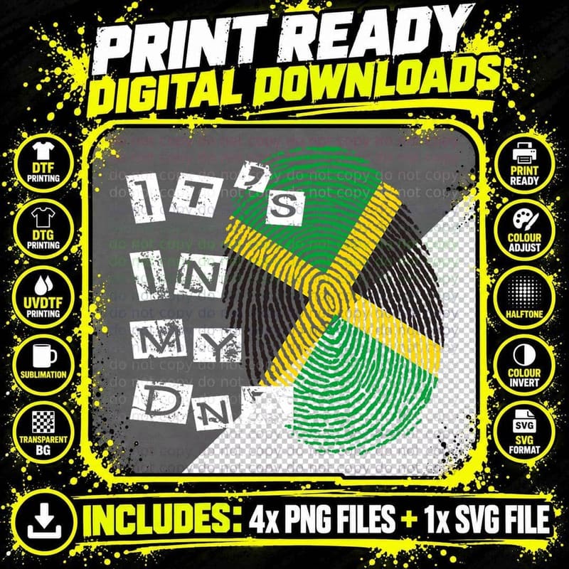 Jamaica in My DNA Proud Jamaican Flag Jamaican Boy Girl Png SVG Digital Bundle