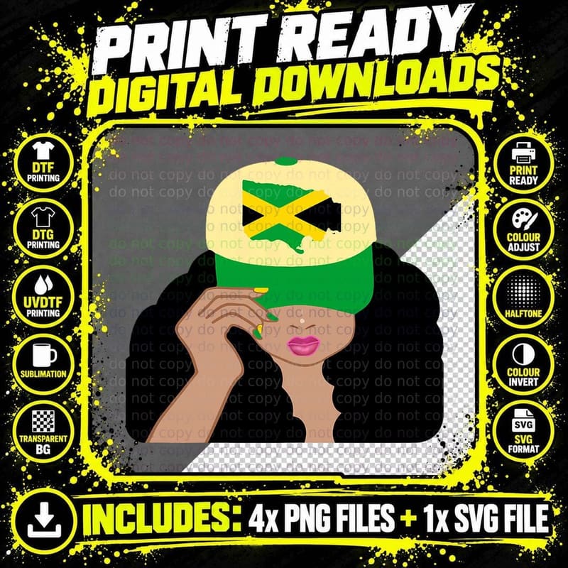 Jamaican Clothing for Women Proud Jamaica Flag Colors Png SVG Digital Bundle