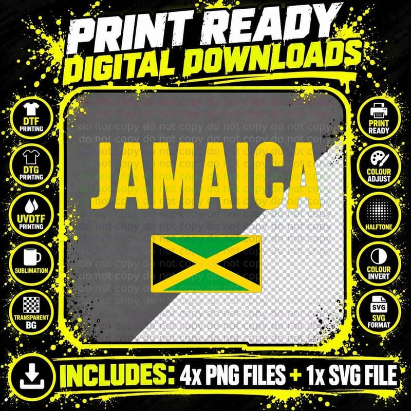 Jamaican Flag Jamaica Souvenir Gift T-Shirt Png SVG Digital Bundle