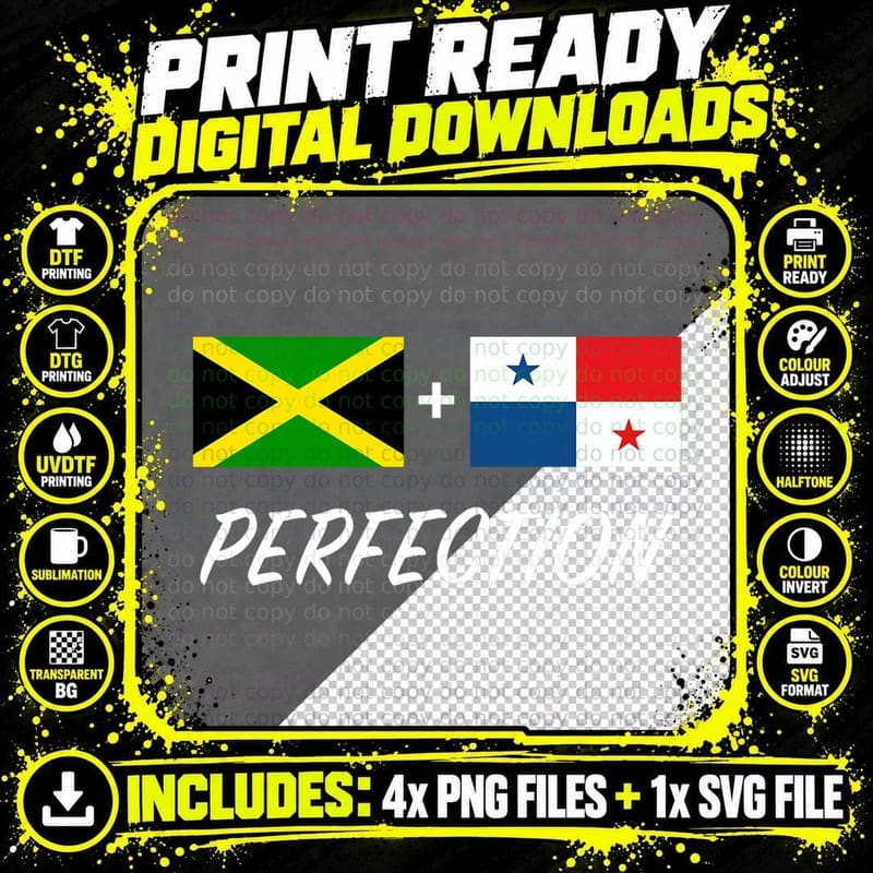 Jamaican Panamanian Flag Jamaica Panama T-Shirt Png SVG Digital Bundle