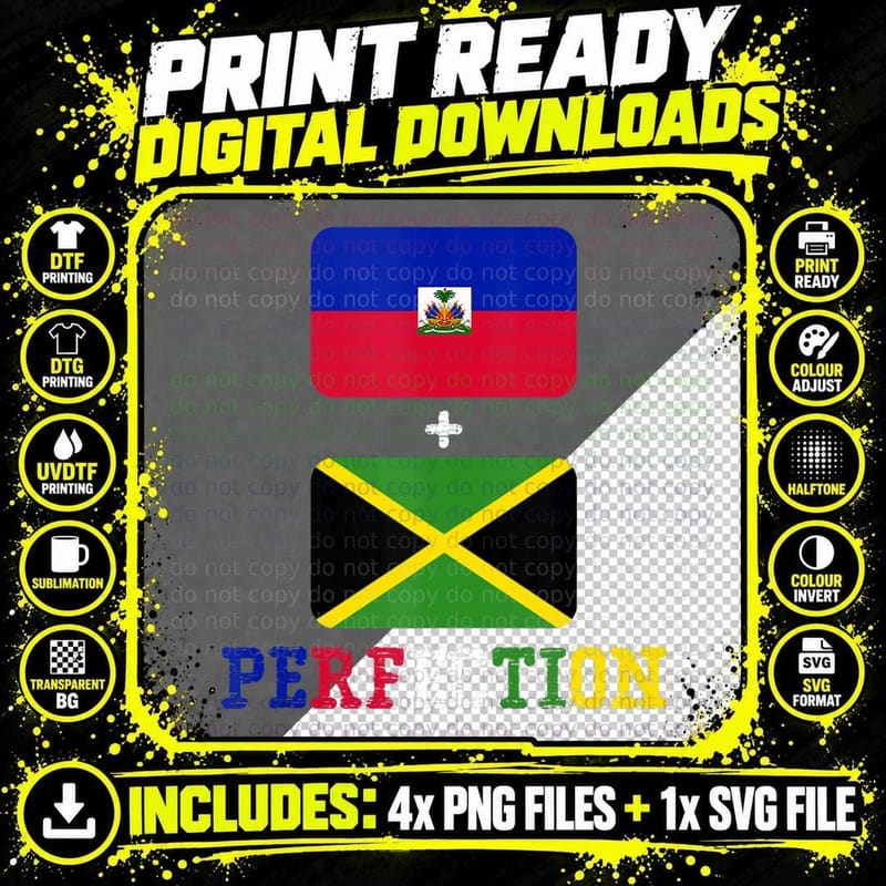 Jamaican Plus Haitian Mix Perfection T, Pride Png SVG Digital Bundle