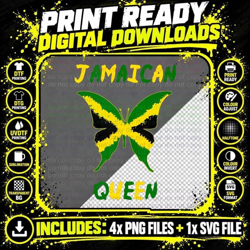 Jamaican Queen T-Shirt for Proud and Independent Women Png SVG Digital Bundle