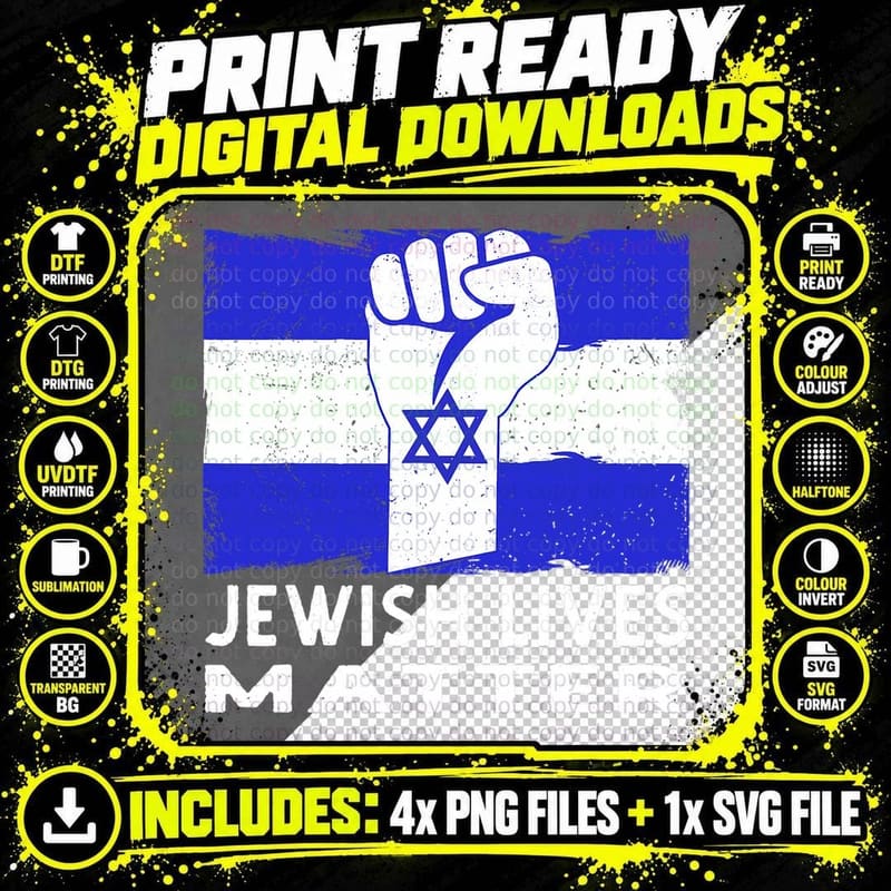 Jewish Lives Matter Israel Flag Save Jerusalem Proud Jew Png SVG Digital Bundle