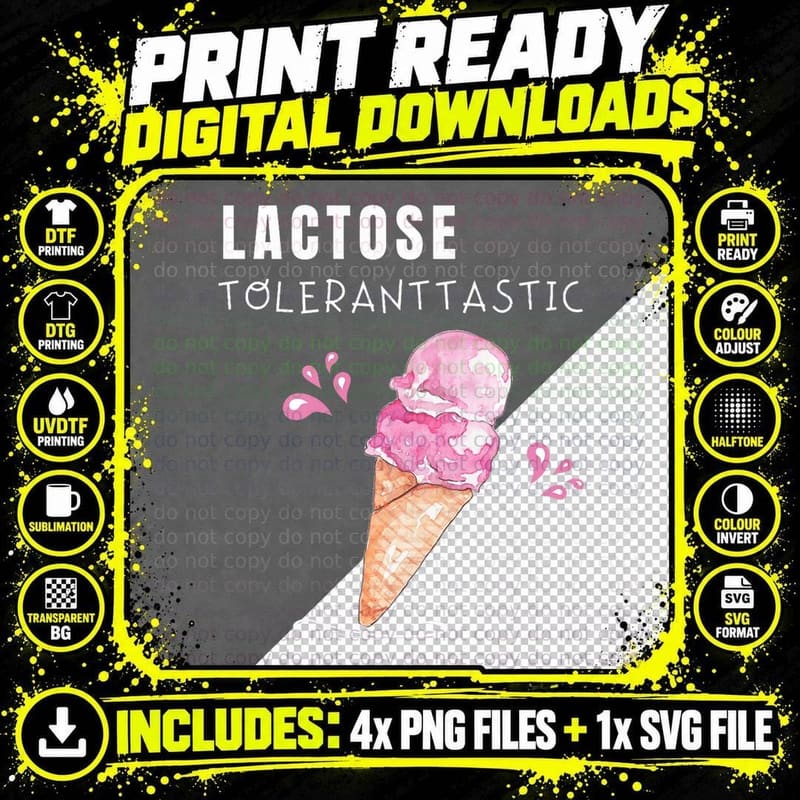Lactose Toleranttastic Tolerant Fantastic Ice Cream Png SVG Digital Bundle