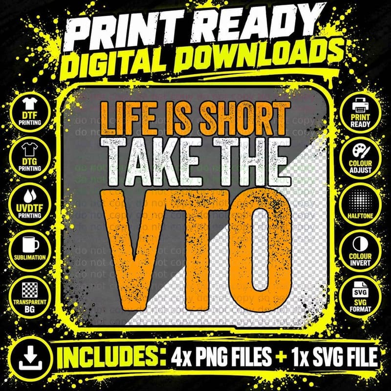 Life Is Short Take the VTO for Associates Swagazon Png SVG Digital Bundle