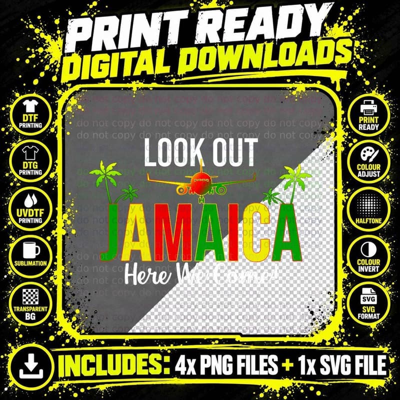 Look Out Jamaica Here We Come Group Matching T-Shirt Png SVG Digital Bundle