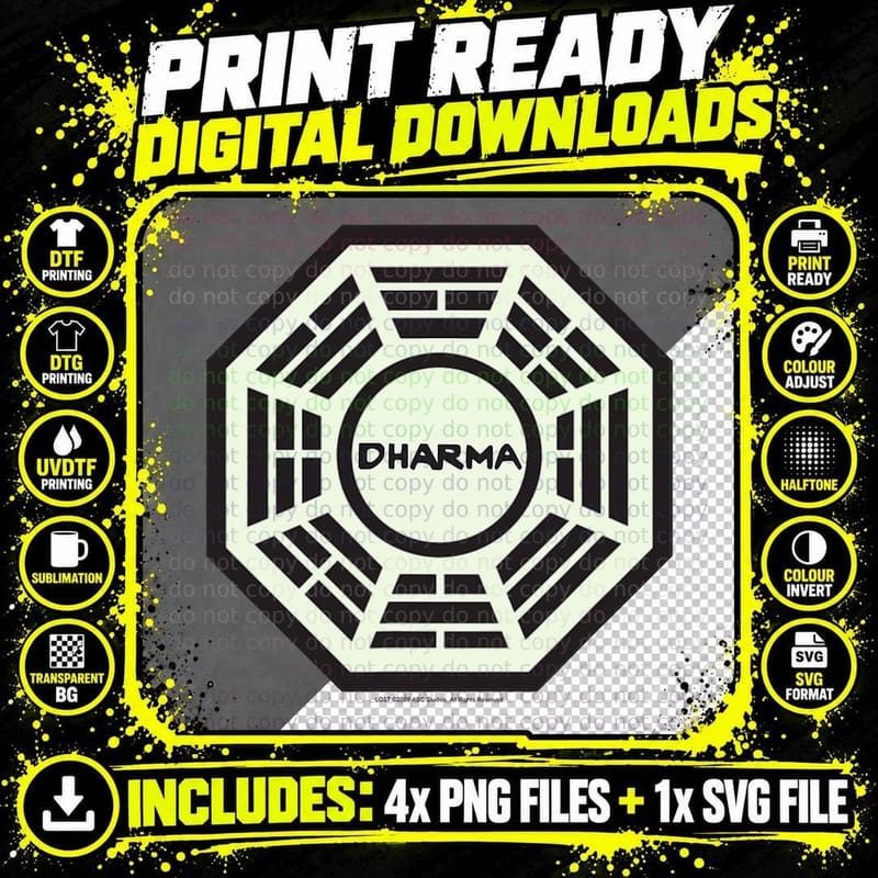Lost Dark Dharma Logo T-Shirt Png SVG Digital Bundle