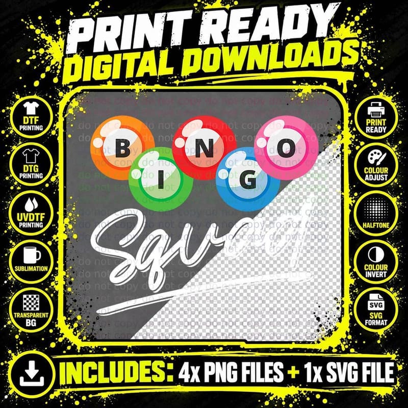 Lottery Gambling Bingo Squad Lotto Bingo Player Bingo Png SVG Digital Bundle