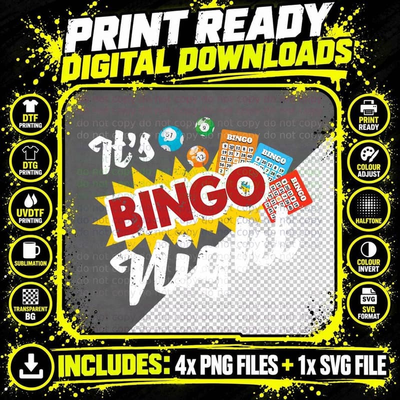 Lotto Bingo Player Its Bingo Night Gambling Lottery Png SVG Digital Bundle