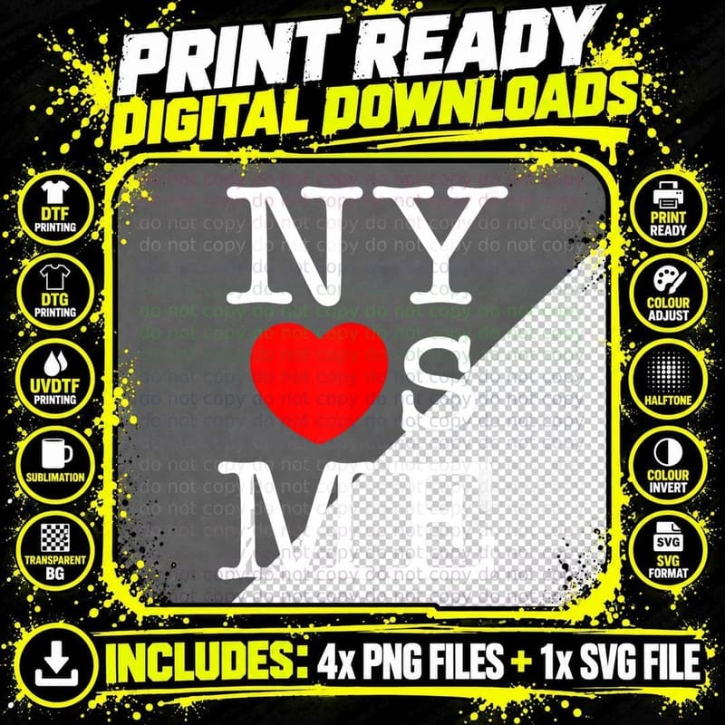 NY Loves ME I Heart New York NYC Love, Gift Png SVG Digital Bundle