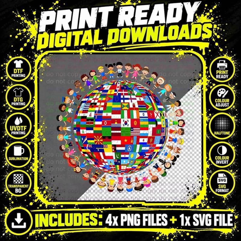 National Flags Circle World Peace International Day of Png SVG Digital Bundle