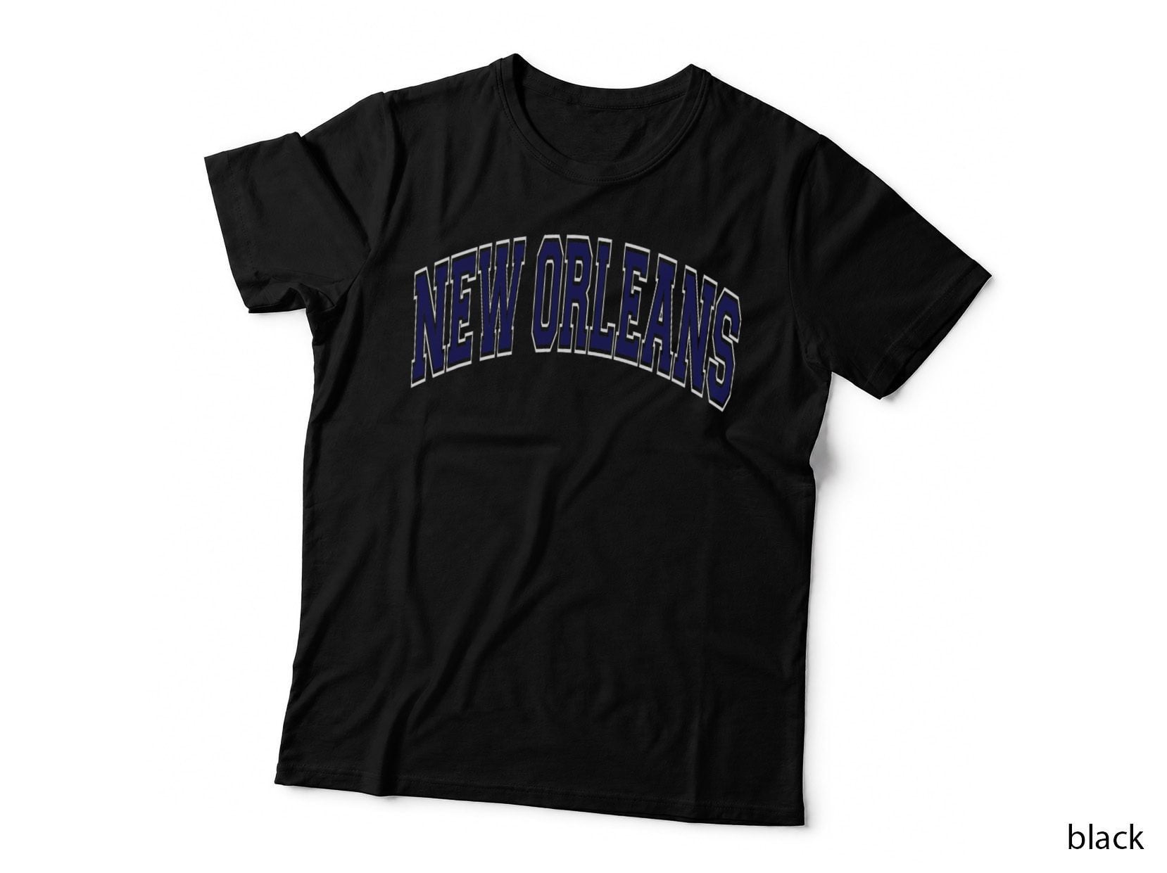 New Orleans Arched Dark Blue Text T-Shirt