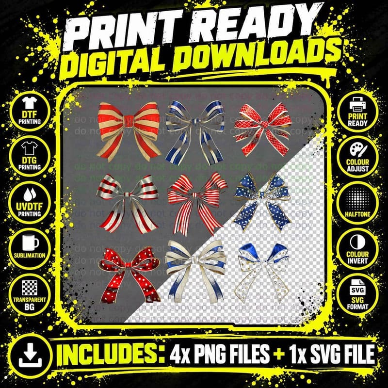 Patriotic Bows Coquette Shirt for Men, Women Png SVG Digital Bundle