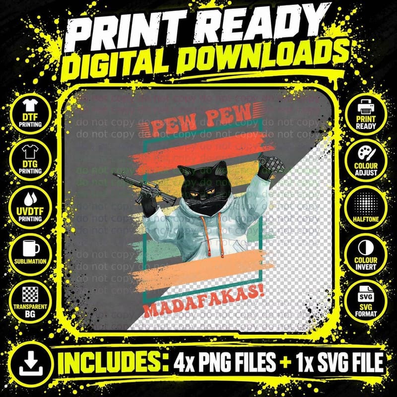 Pew Pew Madafakas T-Shirt Png SVG Digital Bundle