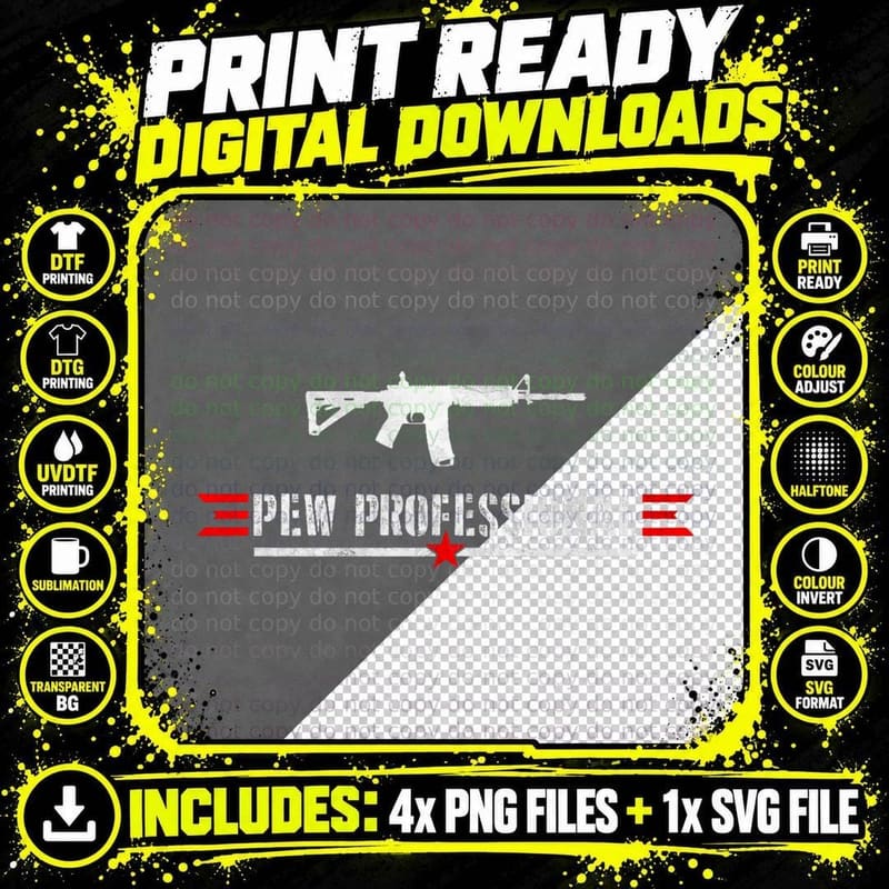 Pew Professional Gun Rights Matter Rifle 15 T-Shirt Png SVG Digital Bundle