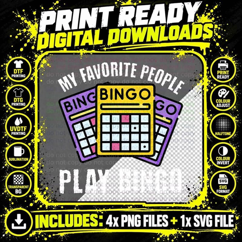 Play Bingo - Bingo Player Gambling - Bingo T-Shirt Png SVG Digital Bundle