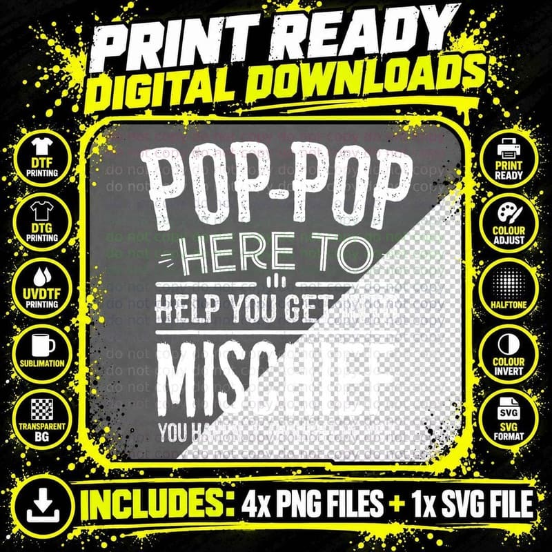 Pop-Pop Tee Shirt from Grandchildren Grandfather Pop-Pop Png SVG Digital Bundle